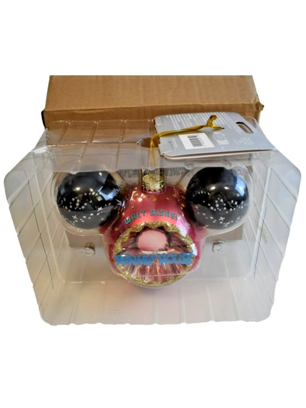 2022 Minnie Mouse Sunburst Glass Mickey Ears Disney Ornament NIB